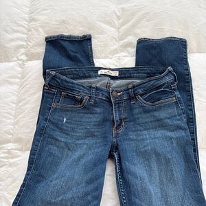 Hollister Women's Straight Leg Jeans - Dark Blue